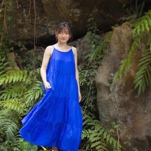 Mulberry Silk Maxi Dress: Elegant Blue Gown with Belt