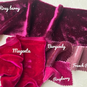 Burgundy silk velvet fabric | Raspberry Mulberry silk velvet faric | Rosy berry Velvet fabric making throw blanket | Red silk velvet fabric