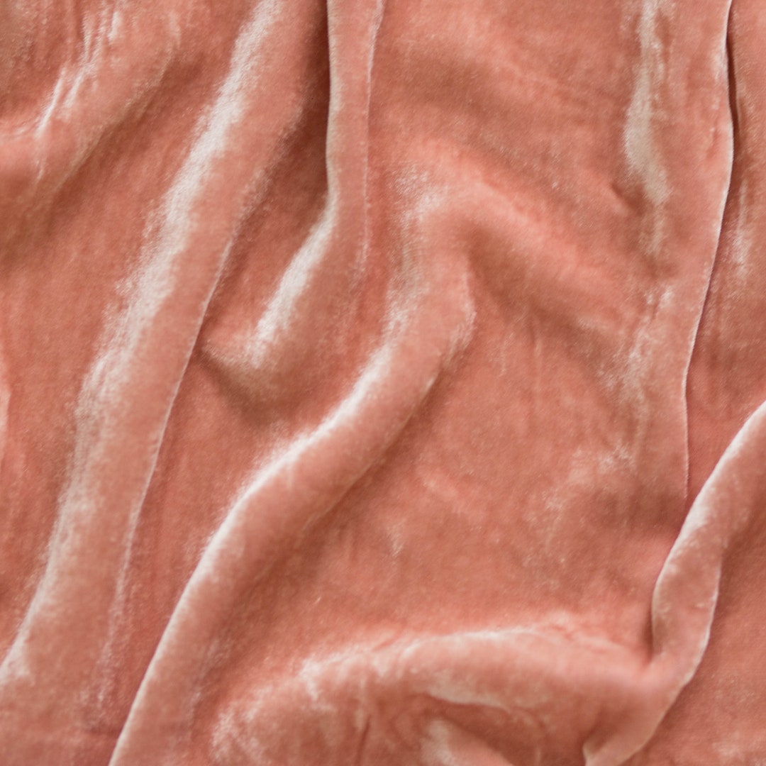 Orange Silk Velvet Fabric Peach Color Mulberry Silk Velvet Fabric