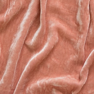 Peach Silk Velvet Fabric: Mulberry Blend, Soft Drape