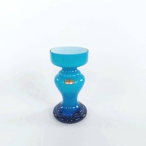 Karl Friedrich glass candlestick blue candlestick candle 60s vintage