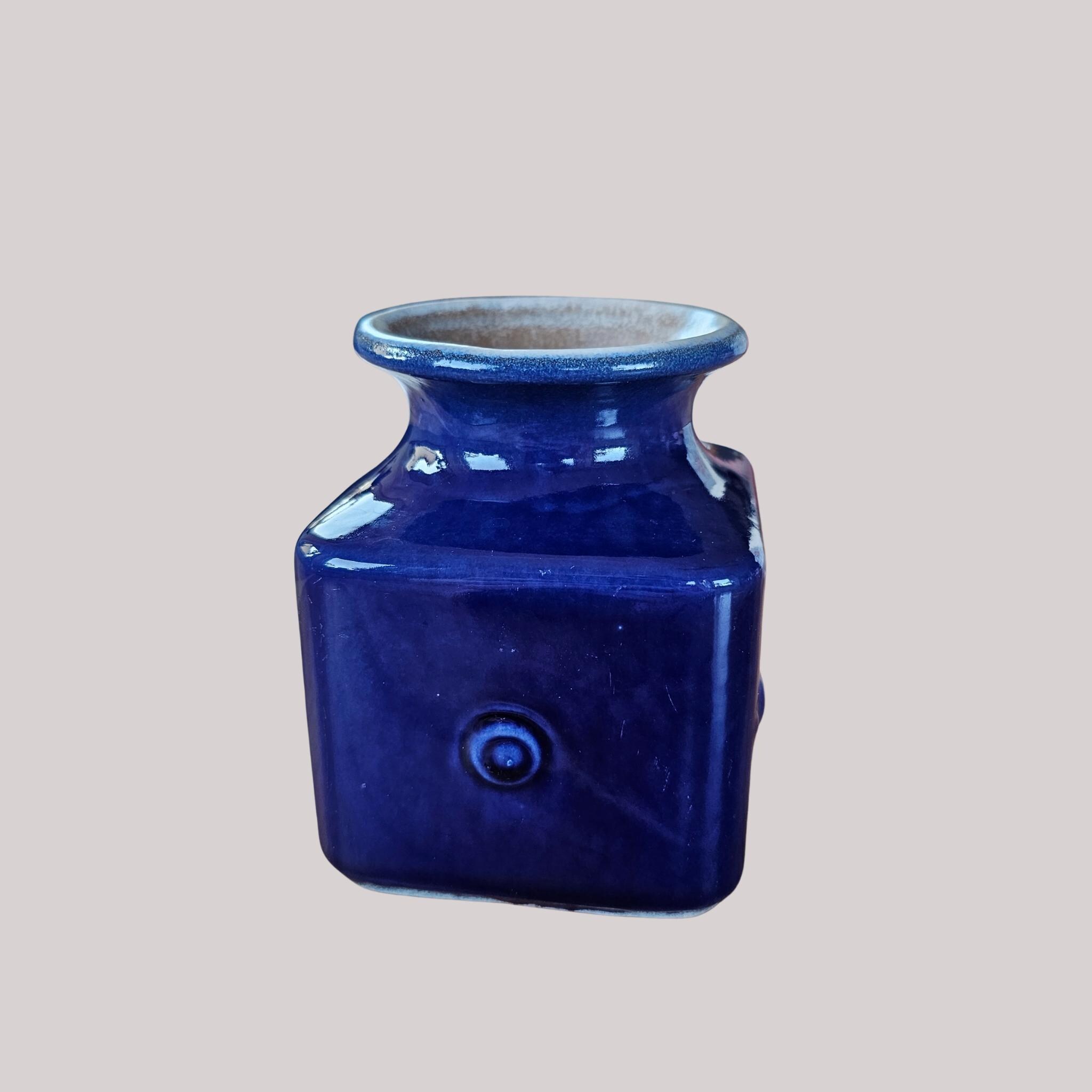 Carstens Tönnieshof Vase, Small, Glossy Blue, West Germany, 1970s