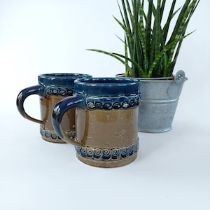 Set of 2 Rosenthal Studio Line Broth Beer Mug Beer Seidel Humpen Cup Mug blue brown