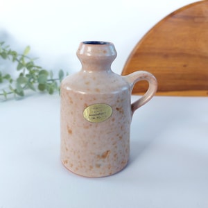 Vase small pottery Römhild ceramic handle vase pink speckled vintage midcentury
