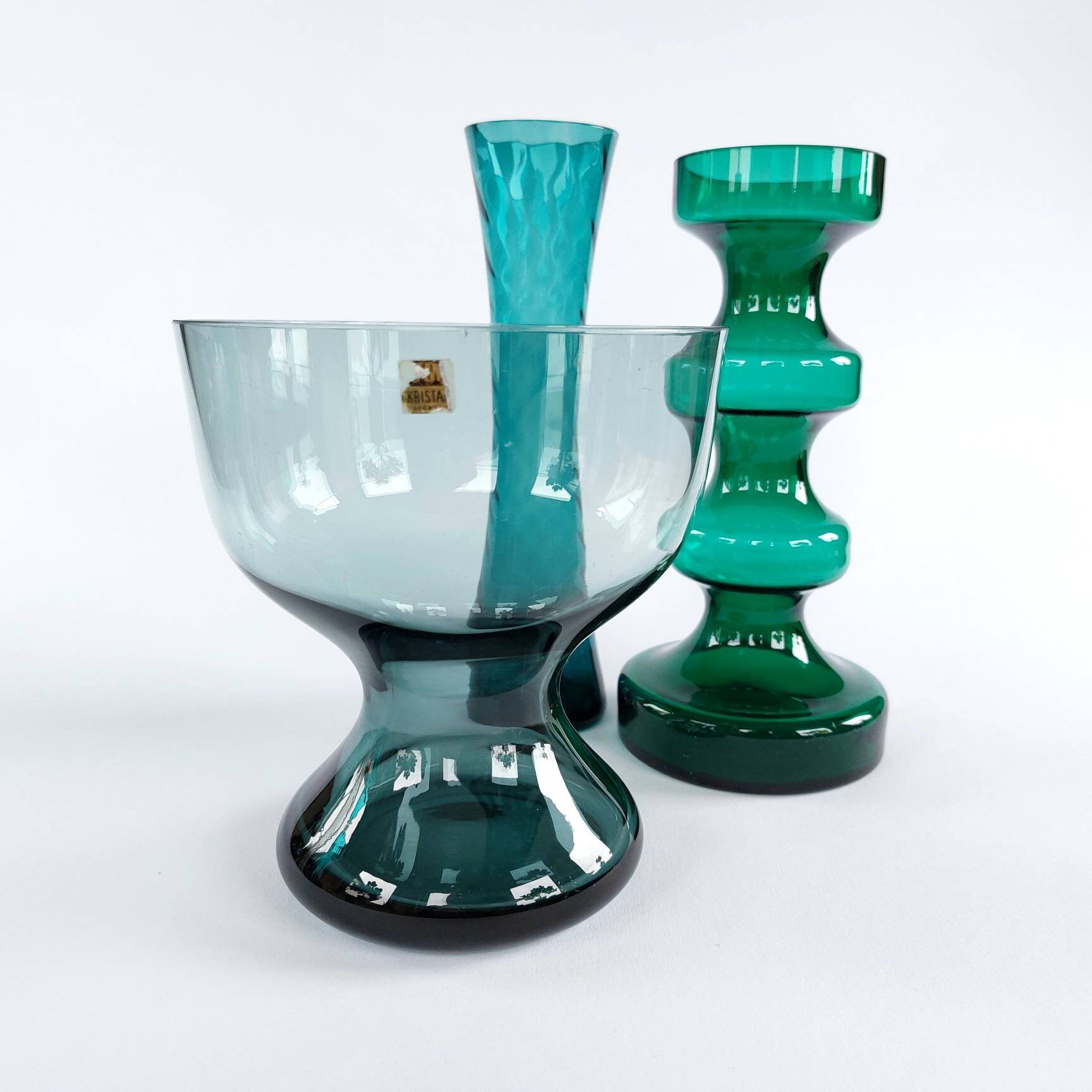 WMF Vase Glass Spindle Vase Cup Vase 60s Tourmaline Pole WMF Vase Glass Spindle Vase Cup Vase 60s Tourmaline Pole