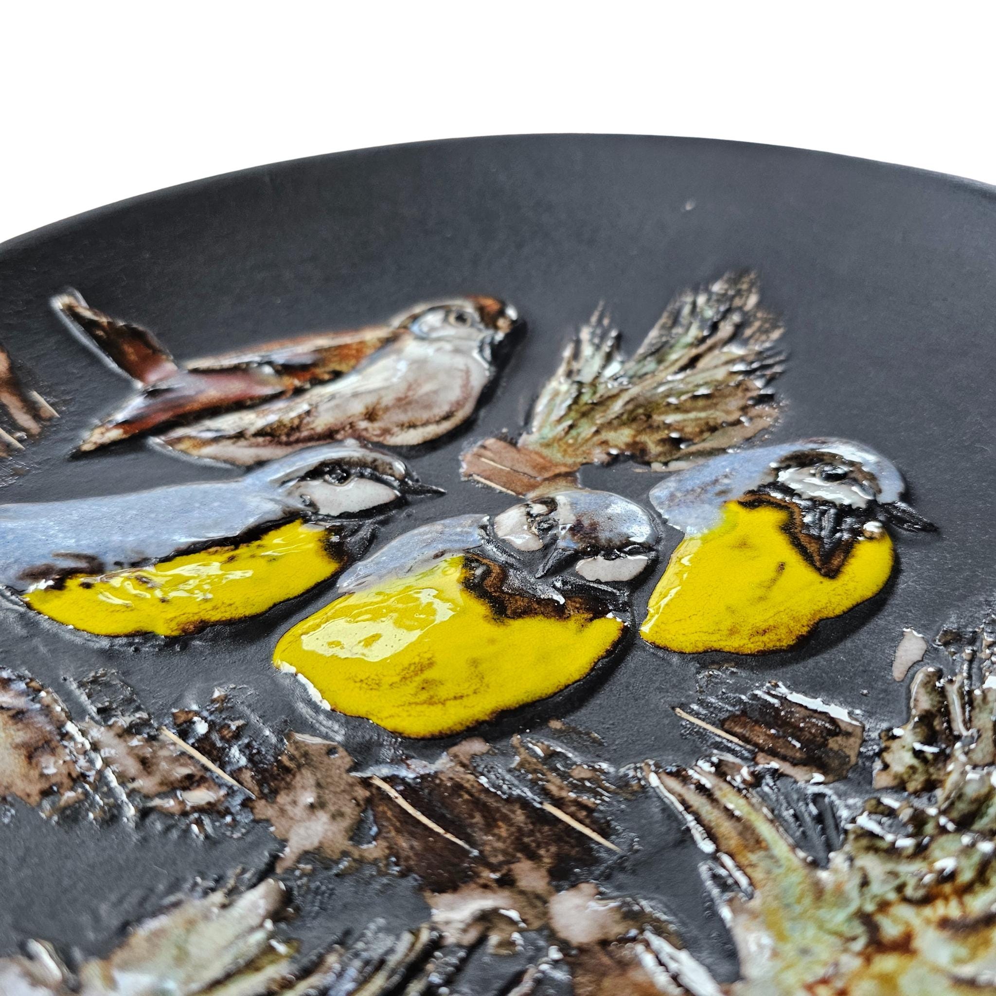 ウォールプレート ルシャ 陶器 手作り 鳥 鳥モチーフ ヴィンテージ
