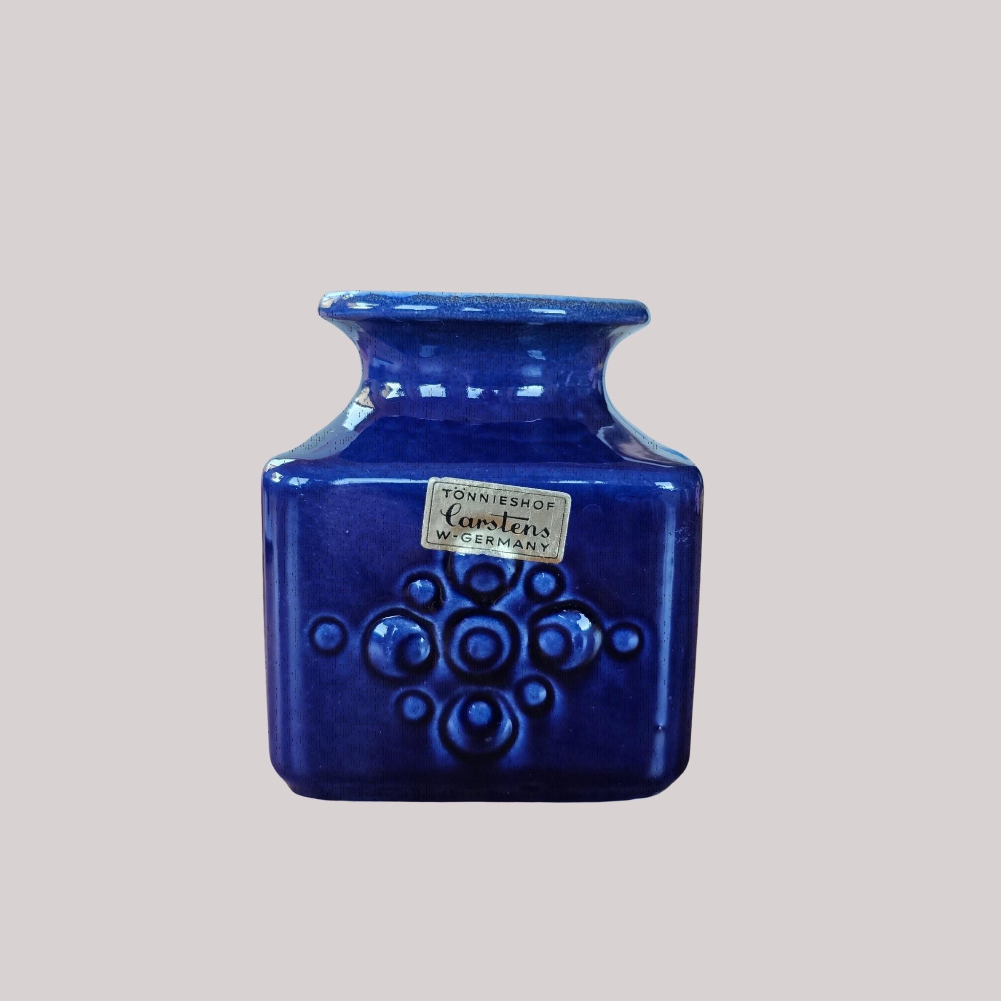 【希少】西ドイツ製 ヴィンテージ鉢カバー Carstens Tönnieshof Carstens Tönnieshof Vase, Small, Glossy Blue, West Germany, 1970s
