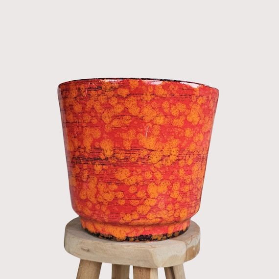 Scheurich セラミックプランター Fat Lava オレンジレッド