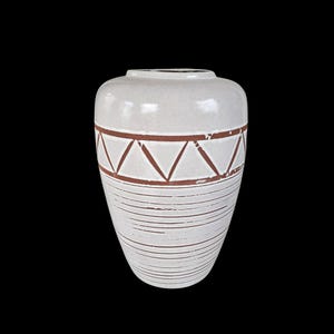 Vaso Scheurich in ceramica bianco marrone vintage anni '70