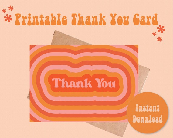 Thank You Printable Card Instant Download Groovy Customer | Etsy