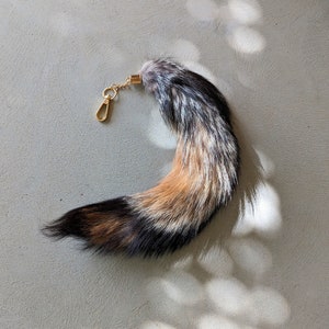 Grey Fox Tail Keychain