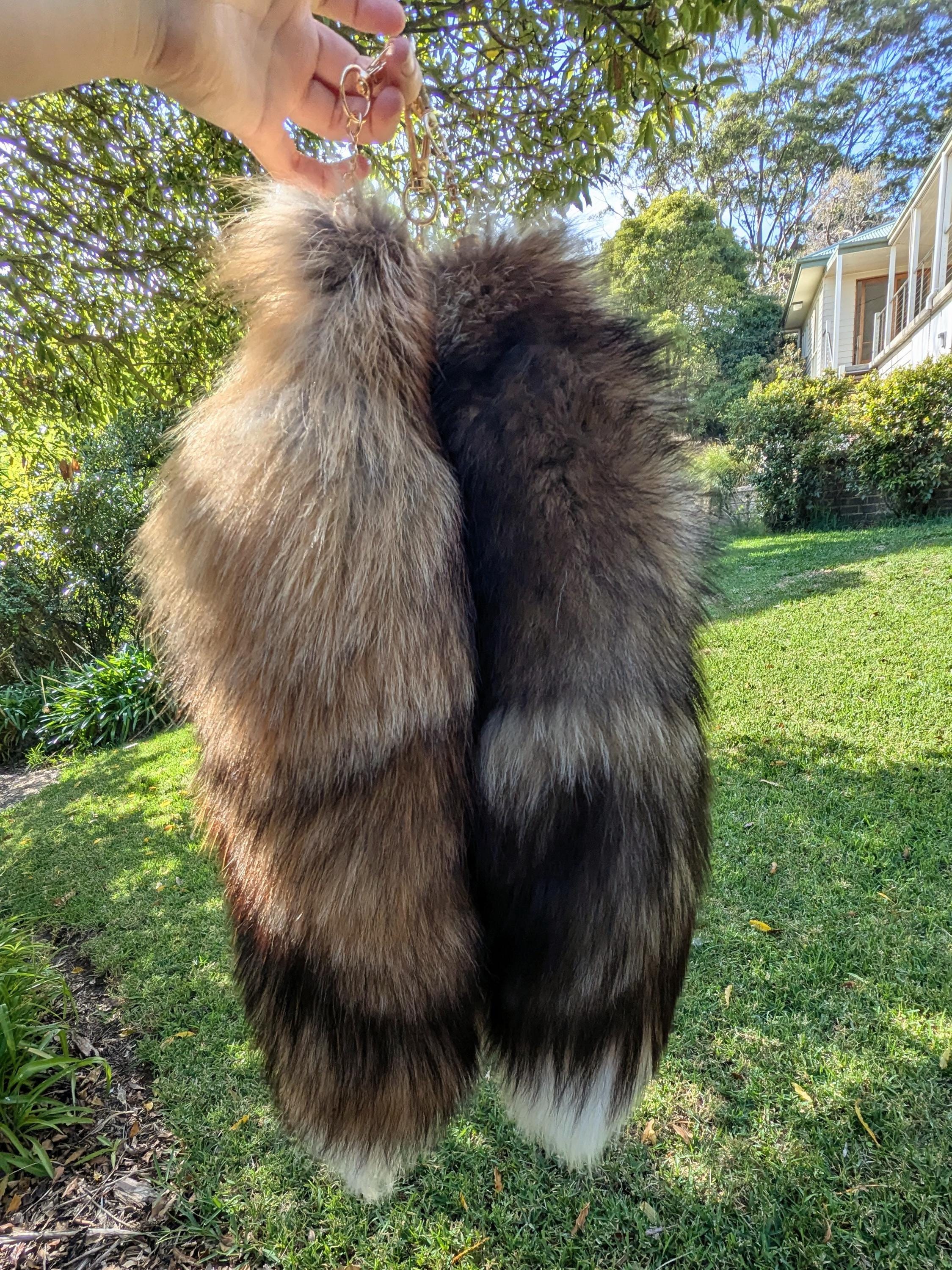 XL Golden Cross Fox Tail Keychains - Therian Gear, Taxidermy