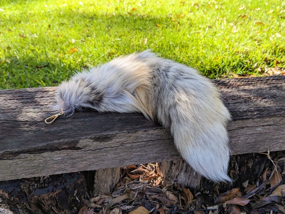 キツネのしっぽキーホルダー - 様々な色、獣のしっぽ、剥製の