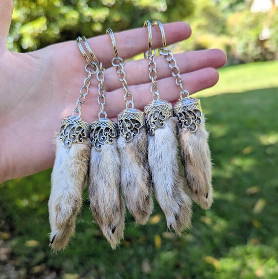 Rabbit Foot Keychain - Back Paw, Ethically Sourced, Ornate