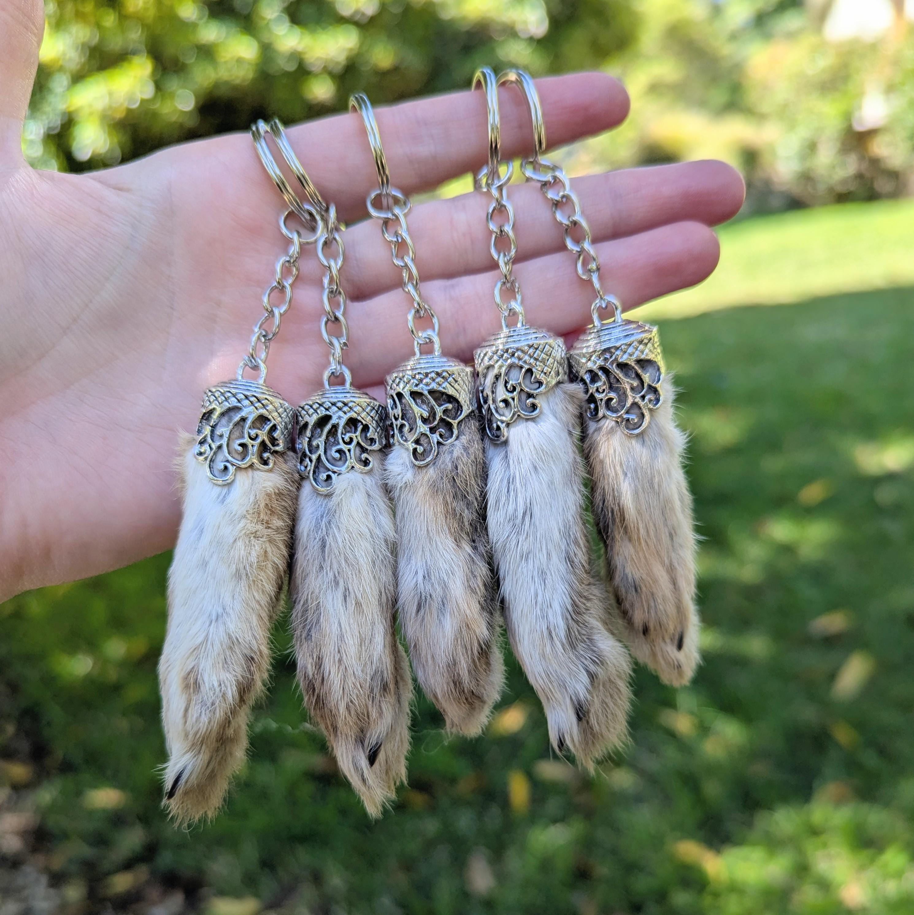 Rabbit Foot Keychain - Back Paw, Ethically Sourced, Ornate