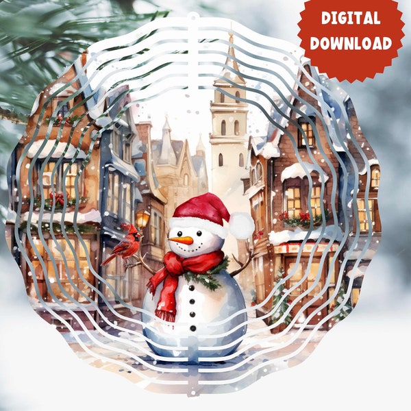 Snowman Wind Spinner PNG - Country Winter Christmas Sublimation Design Garden Spinner for Personal and Commercial Use