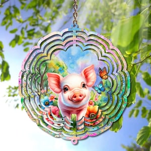 Pig Wind Spinner PNG - Farmhouse Sublimation Design for Personal and Commercial Use - Printable Digital Download