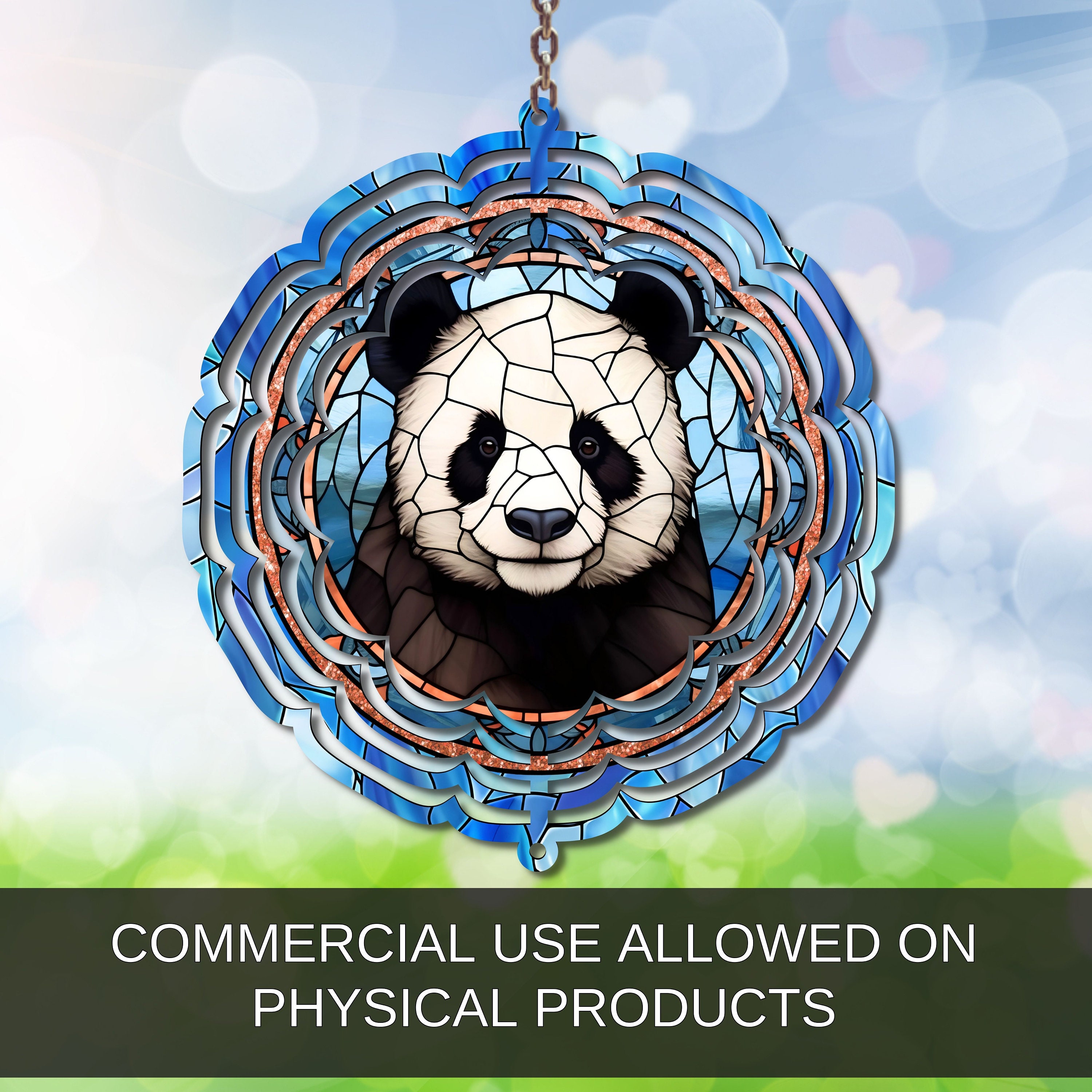 Panda Wind Spinner PNG - Stained Glass Sublimation Design for Personal ...
