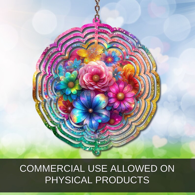 Flower Wind Spinner PNG Sublimation Design - Bright Vibrant Colorful ...