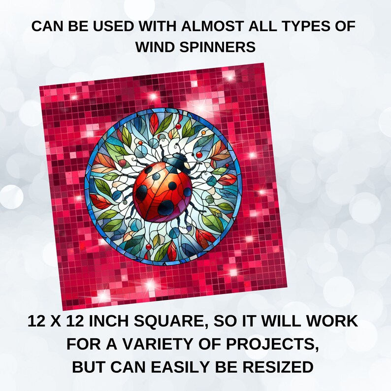 Ladybug Wind Spinner Sublimation Design - Stained Glass PNG for ...