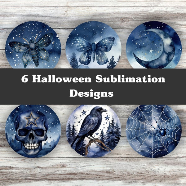 Halloween Car Coaster PNG Bundle - Set of 6 Round Phone Grip Sublimation Designs for Personal and Commercial Use