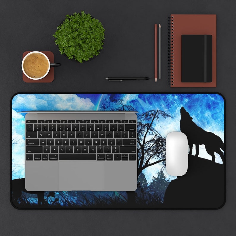 Large Gaming Mouse Pad Howling Wolves Desk Mat Wolf Gamer Etsy