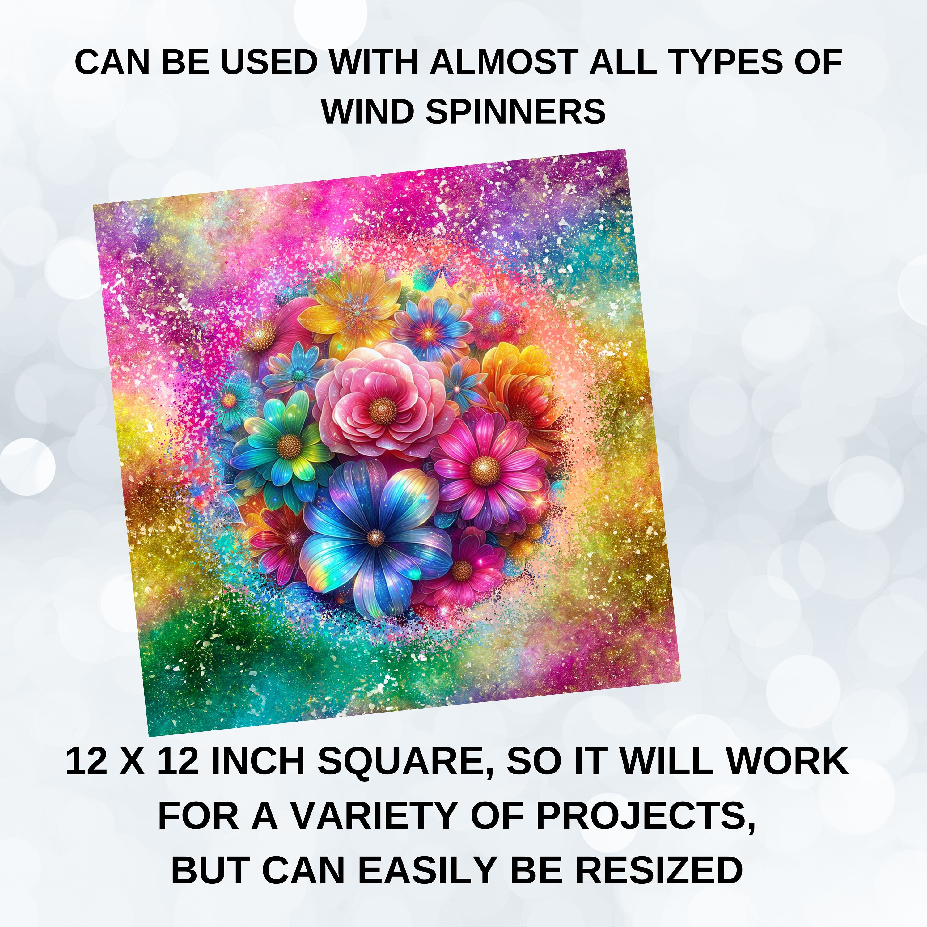 Flower Wind Spinner PNG Sublimation Design - Bright Vibrant Colorful ...