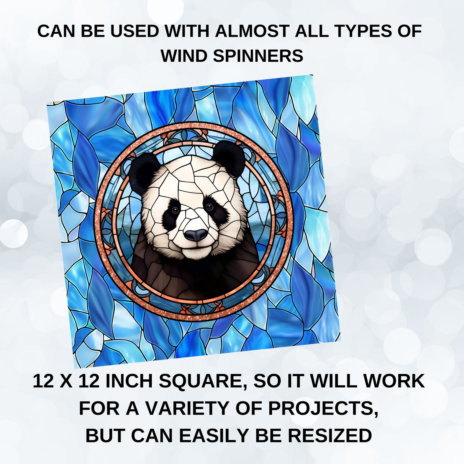 Panda Wind Spinner PNG - Stained Glass Sublimation Design for Personal ...