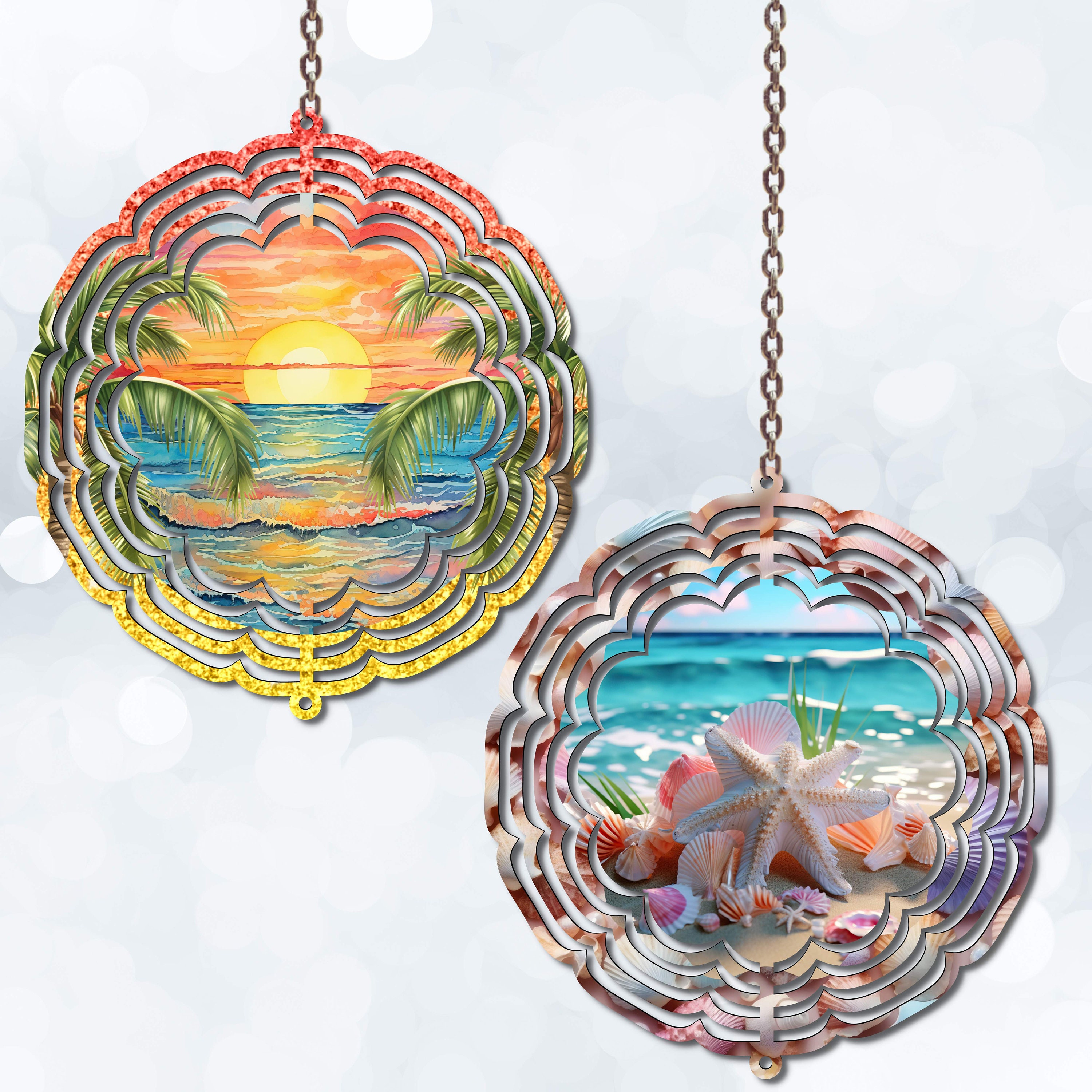 Beach Wind Spinner Sublimation Designs - 10 PNG Bundle for Sublimating ...