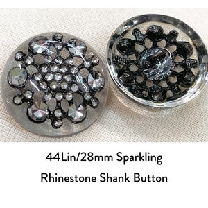 46L/29mm Vintage style Rhinestone shank buttons Sparkling diamante resin and metal buttons metal resin flower One Each