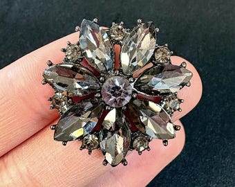 Botones de metal con vástago de diamantes en tono gris plomo, estilo vintage con forma de nieve, 30 mm/48L