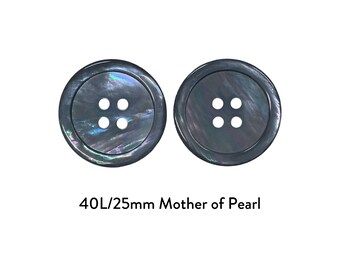 Botones de nácar negro de 40 L/25 mm, conchas ahumadas naturales, chaqueta de abrigo de lujo