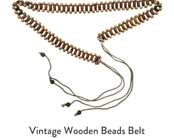Cinturón de cuentas de madera natural estilo vintage, accesorio de collar con cintura ajustable, decoración para chica Mori, 120 cm de largo