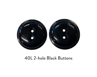 25mm / 40L, botones negros brillantes grandes para abrigos chaquetas blazer hombres mujeres tela unisex artesanía muñeca tarjeta DIY botones de 2 agujeros
