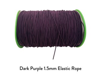 Cuerda elástica redonda de color morado oscuro de 1,5 mm de diámetro, cordón elástico para manualidades, accesorio de ropa para bolsos, sombreros, cinturones, zapatos y sudaderas.