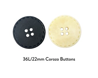 Botones de corozo de marfil satinado negro o natural de 36L/22mm 100% sostenibles y ecológicos Botones planos teñidos de 4 agujeros para vestido de chaqueta de abrigo
