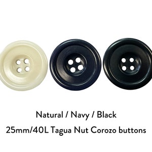 25mm/40L black or dark navy classic oxford vegan corozo buttons Special Buttons 100% sustainable eco-friendly Coat Jacket Sew art Craft