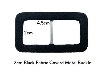 2cm Black Fabric Covered Metal Buckles, Long Beautiful Black Fabric Finish Buckles for Coat Blazer Belt Dress Craft Accessories