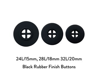 Set 6pcs 24L/15mm 28L/18mm 32L/20mm, botones de metal con acabado de goma negro, para camisa abrigo chaqueta vestido DIY artesanía muñeca tela cárdigan blusa