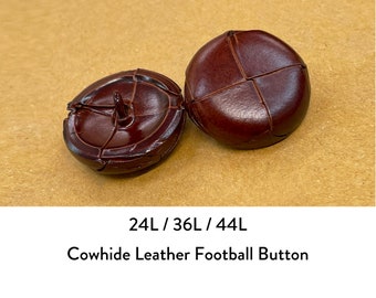 2 pcs, Cowhide leather football buttons, metal shank, spray shiny finish or normal finish, Shirt, dress, Coat