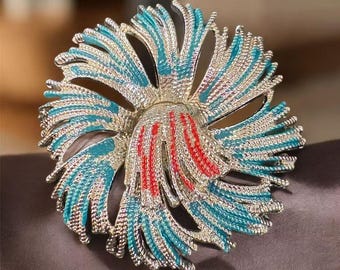 Botón grande de 5 cm con forma de fuegos artificiales vintage, metal plateado - Botón llamativo de gran tamaño para costura, fabricación de joyas o alta costura, 1 unidad