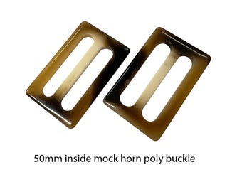 Hebillas de poliéster de cuerno falso brillante, 50 mm de diámetro interior, accesorios para cinturones de abrigo