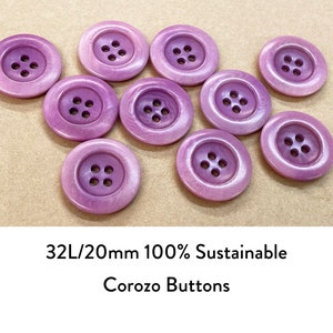 6pcs, 20mm /32L Vegan Corozo buttons, Pink, 100% sustainable, eco-friendly dye