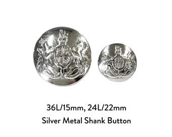 Botones de metal plateado de 15 mm/22 mm para abrigos, chaquetas, vestidos, camisas, colgantes, manualidades, muñecas, ropa, cárdigans, blusas y camisas - 10 unidades