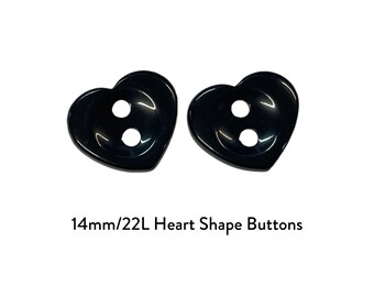 10 Uds. Botones negros con forma de corazón de 22L/14mm, botones brillantes con 2 agujeros para camisa, vestido, niños, mujeres, telas, arte, manualidades, tejido, costura, accesorio navideño