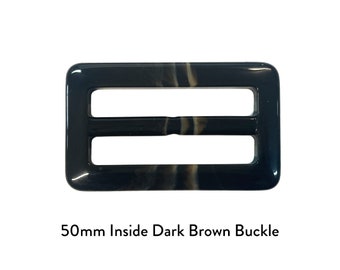 5cm Imitation Horn Buckles dark brown Great Quality Resin Shiny Finish Resin Buckles for Coat, Belt , Dress, Craft, Accessories, One Each