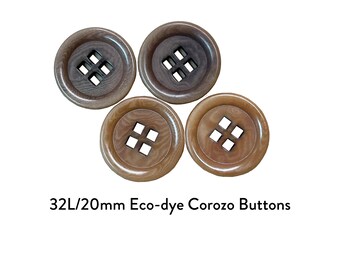 20mm /32L Vegan Corozo buttons, brown, 100% sustainability, eco-friendly dye