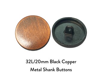 32L 20mm Black Copper Metal Shank buttons, knit coat jacket dress shirt DIY pendant craft For  Doll Cloth Cardigan Blouse Shirt