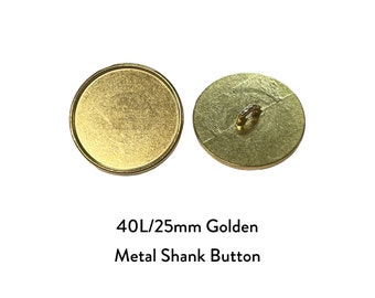 40L 25mm Gold Metal Plain Shiny Shank buttons for knit coat jacket dress shirt DIY pendant craft Doll Cloth Cardigan Blouse Shirt