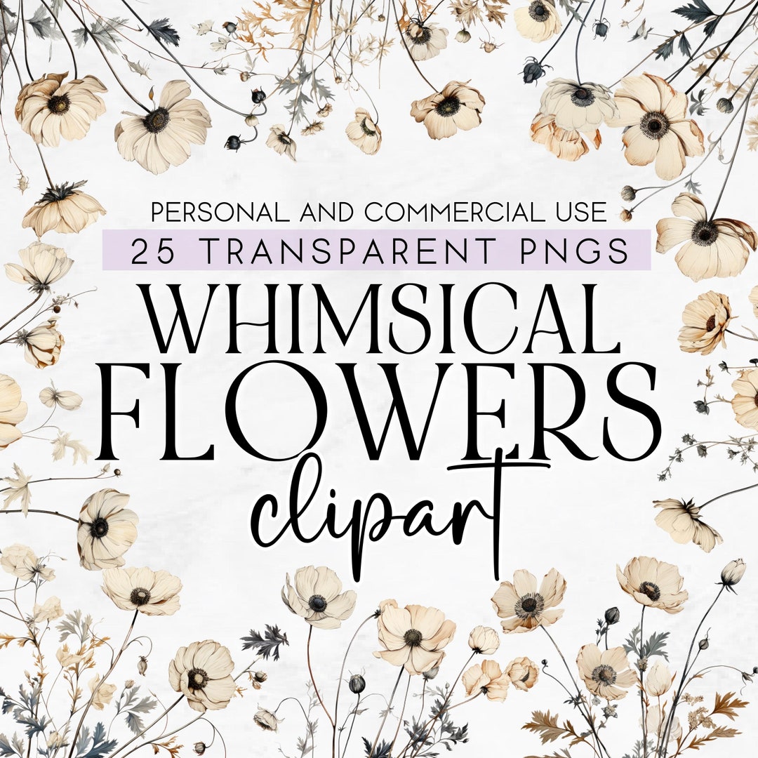 25 Wildflower Clipart Black and White, Black and White Floral Clipart ...